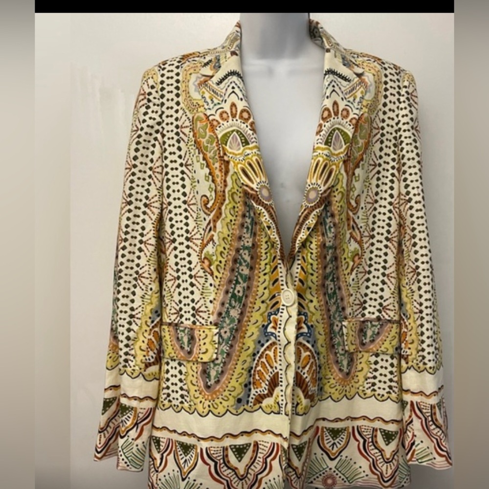 Zara linen blend paisley blazer Medium